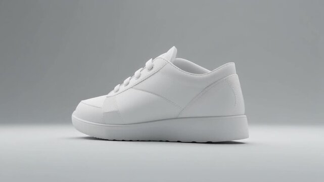 Clean white athletic shoe rendered in front view on a seamless gradient background perfect for minimalist product mockup and commercial advertising