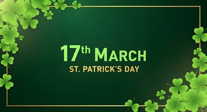 St patrick's day celebration on 17th march with shamrocks and leprechaun luck