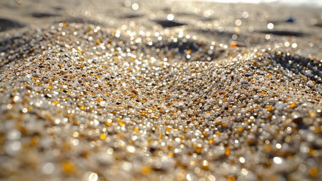 Glistening beach sand sparkling under bright sun creating beautiful natural abstract patterns