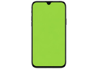 Green smartphone mockup screen isolated on transparent background