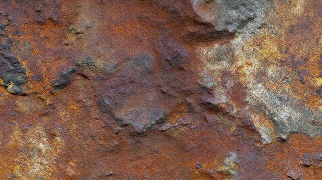 Abstract weathered surface pattern background with vibrant orange and reddish brown hues showcasing extreme metal rust and grunge erosion