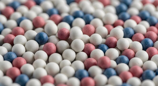 Red white and blue candis in pile of white red and blue.