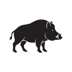 Obraz premium Boar silhouette icon vector flat illustration on white background. 