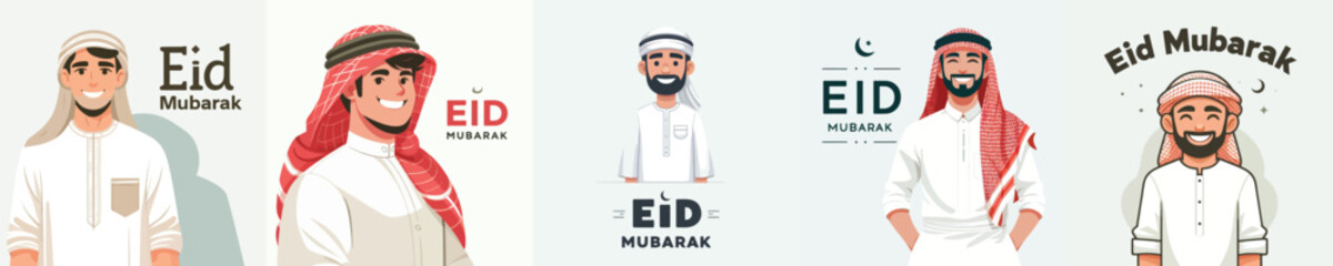 vector of muslim man saying Eid Mubarak