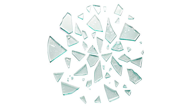 Shattered glass pieces isolated on transparent background
