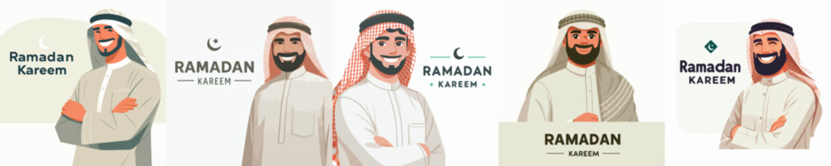 vector of muslim man saying Ramadan Kareem