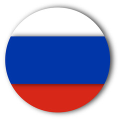 Round Russian Flag Icon with Shadow - National Symbol