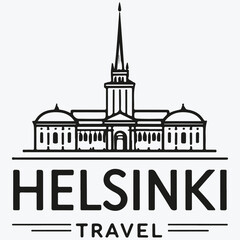 Obraz premium Helsinki travel logo sketch illustration vector