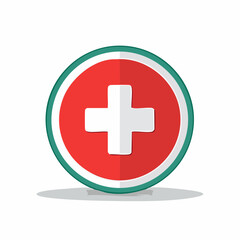 Obraz premium Red cross symbol inside green circle medical emergency icon