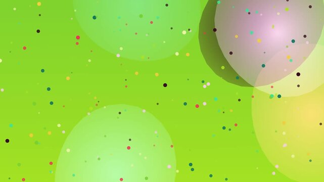 Abstract green background with bokeh effect and particles, modern design.