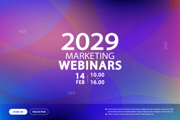 Obraz premium Engage your audience using this professional marketing webinars landing page layout. This versatile template includes registration buttons for digital events and online corporate training.