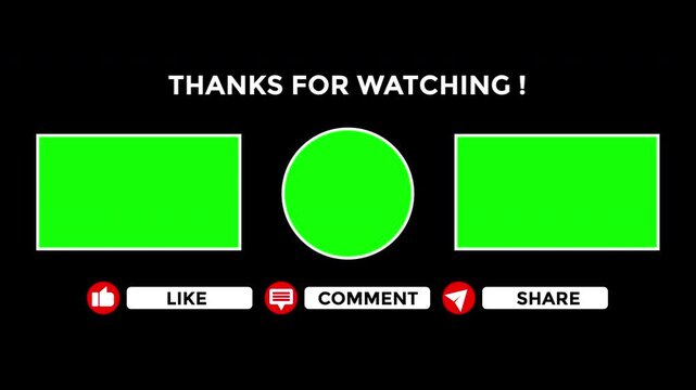End screen youtube with green boxes  prompts, perfect for customizing outros, increasing engagement, boosting subscriptions, promoting videos.
