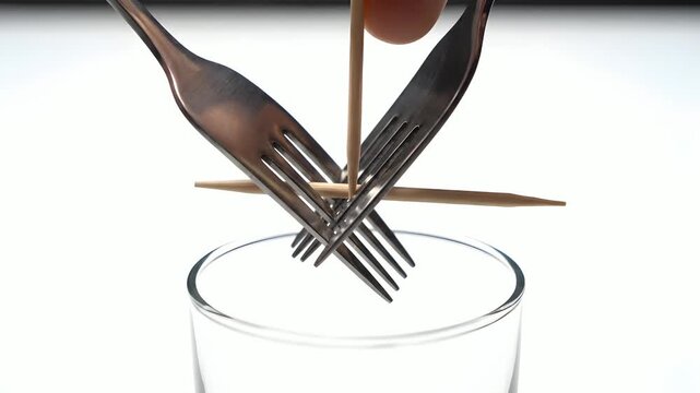 Center of Gravity Experiment Fork Toothpick Balance Physics Science Demonstration Home Educational Stock Video