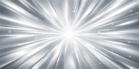 An abstract blue burst background features a bright sun flare and glowing star rays that shine with energy through a light space illustration of exploding beams and sky patterns © NUR 0.2