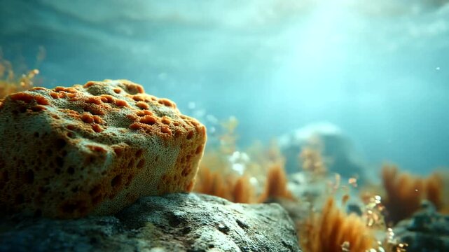 Underwater Scene with Coral and Seaweed.