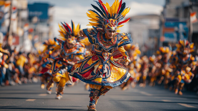 Sinulog Festival dancers performing in colorful costumes on the streets  