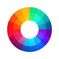 Fototapeta premium A vibrant, multi-hued color wheel with radial segments and a dark central void