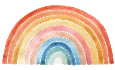 Fototapeta premium Watercolor illustration of a colorful rainbow arching across the image against a black background
