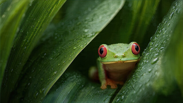 green frog on a leaf