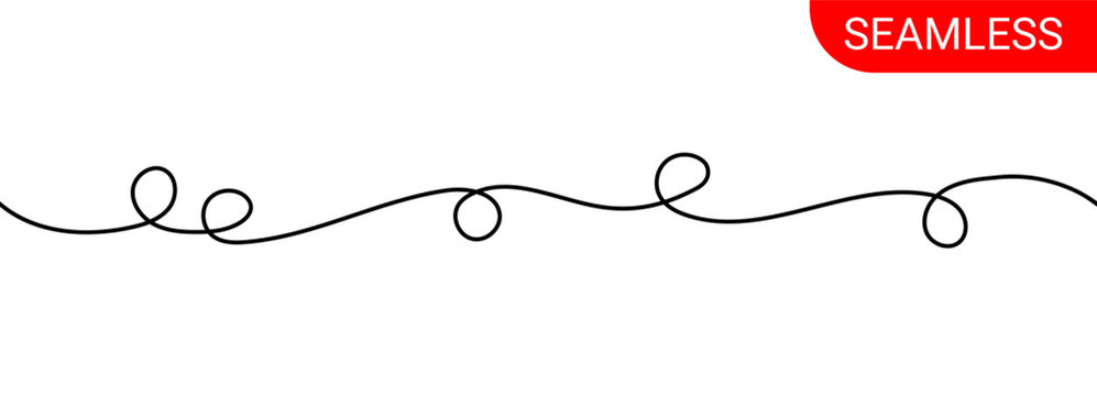 Seamless decorative squiggle cable line with large rounded loops