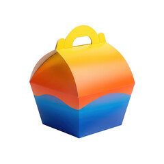 Colorful gradient takeout lunch box with handle isolated on transparent background