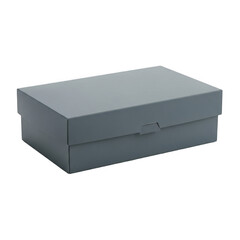 Elegant gray gift box with lid isolated on transparent background