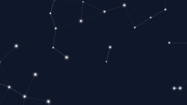 motion none Horizontal Constellation pattern animation with connected dots on dark blue background