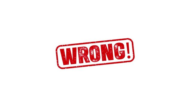 Wrong rubber stamp animation. wrong texture text Up to down motion graphics. stamp zooming and hit effect 4k video.