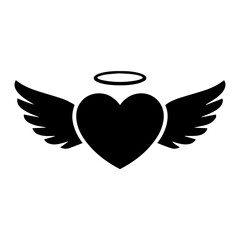 Obraz premium The heart with wings and circle crown in vector with white background.