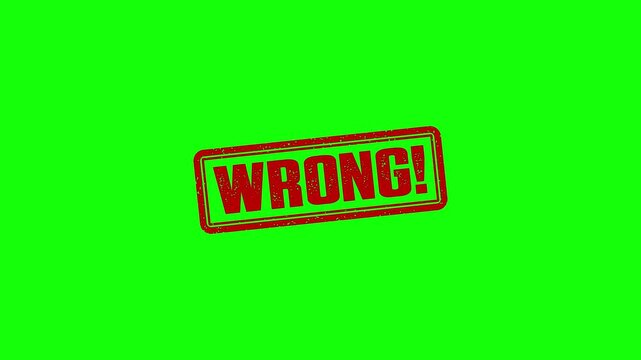 Wrong rubber stamp animation. wrong texture text Up to down motion graphics. stamp zooming and hit effect 4k video.