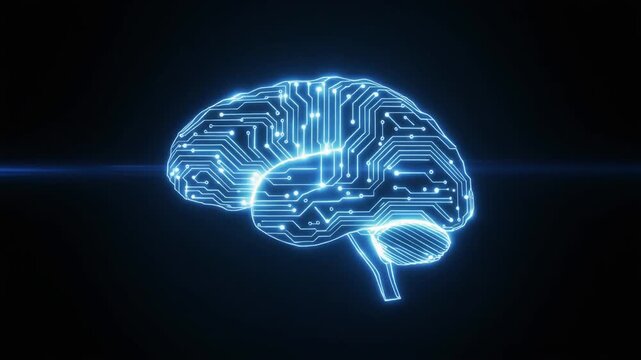 Futuristic glowing digital brain technology Artificial intelligence, AI, digital intelligence, futuristic brain, glowing technology, advanced