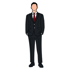 Obraz premium Professional illustration of a man in a black business suit, exuding confidence and corporate elegance, perfect for business concepts