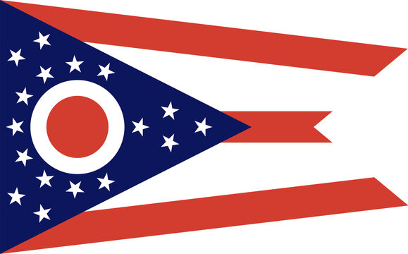 Rectangular flag of Ohio isolated as a png