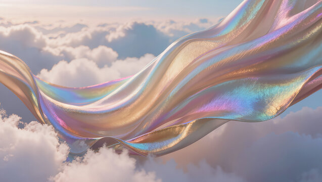 Rainbow iridescent silk fabric in powdery pastel palette