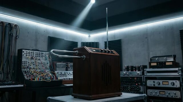  classic theremin placed inside experimental electronic music studio video