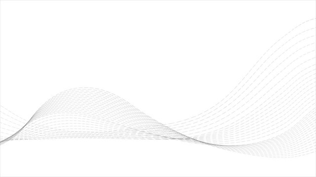 Dynamic digital wave flow on white background. Blue liquid wave flowing across white background in seamless motion loop, 
Particles blue wave Cyber technology background loop.
 