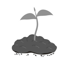 Small plant growing in the ground. young black plant. Vector illustration in flat style, isolated on a white background.