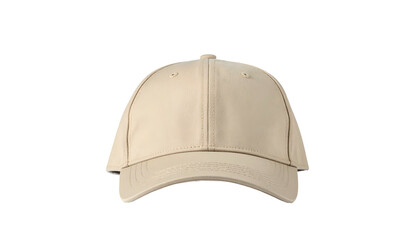 Fototapeta premium Beige baseball cap, front view, isolated on a black background