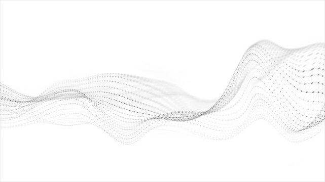 Dynamic digital wave flow on white background. Blue liquid wave flowing across white background in seamless motion loop, 
Particles blue wave Cyber technology background loop.
 