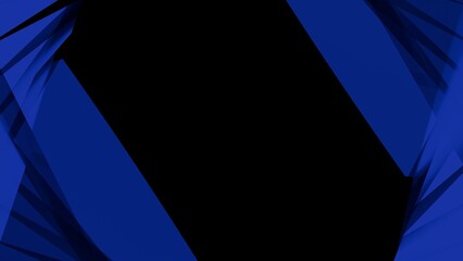 Abstract geometric design with sharp angular shapes in deep blue and black. Bold diagonal band and layered shards create dynamic modern background with depth and contrast