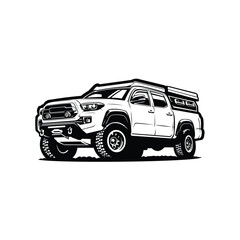 Premium overland offroad 4x4 pickup vehicle illustration vector isolated. Best for overland related industry