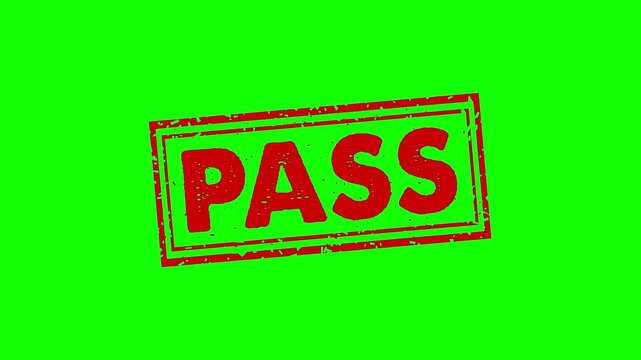Pass rubber stamp animation. pass texture text Up to down motion graphics. stamp zooming and hit effect 4k video.