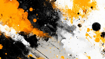 コンクリート壁に描かれたオレンジ色と黒のグランジ・グラフィティ