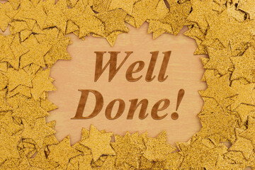 Well Done message on gold stars