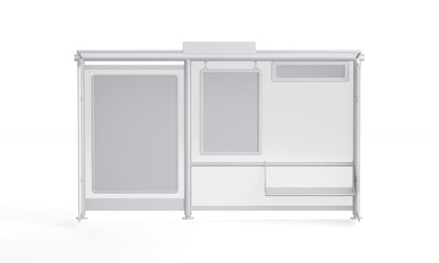Bus stop shelter isolated Mockup. 3D rendering