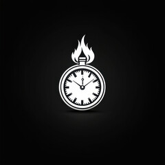 Flames engulf a clock, time in peril.
