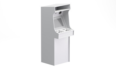 Arcade cabinet isolated Mockup. 3D rendering
