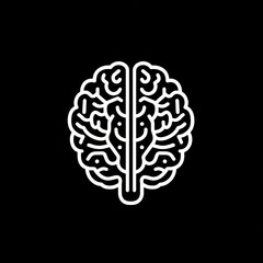 White brain on black background.