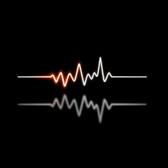 Red light glowing on heartbeat.