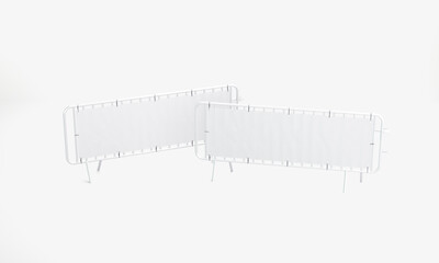 Barrier banner angled set isolated Mockup. 3D rendering